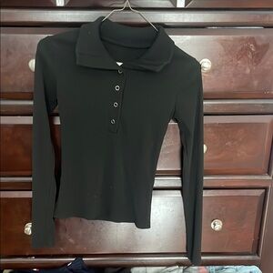 SHEIN Black Fitted Polo Button Down Shirt